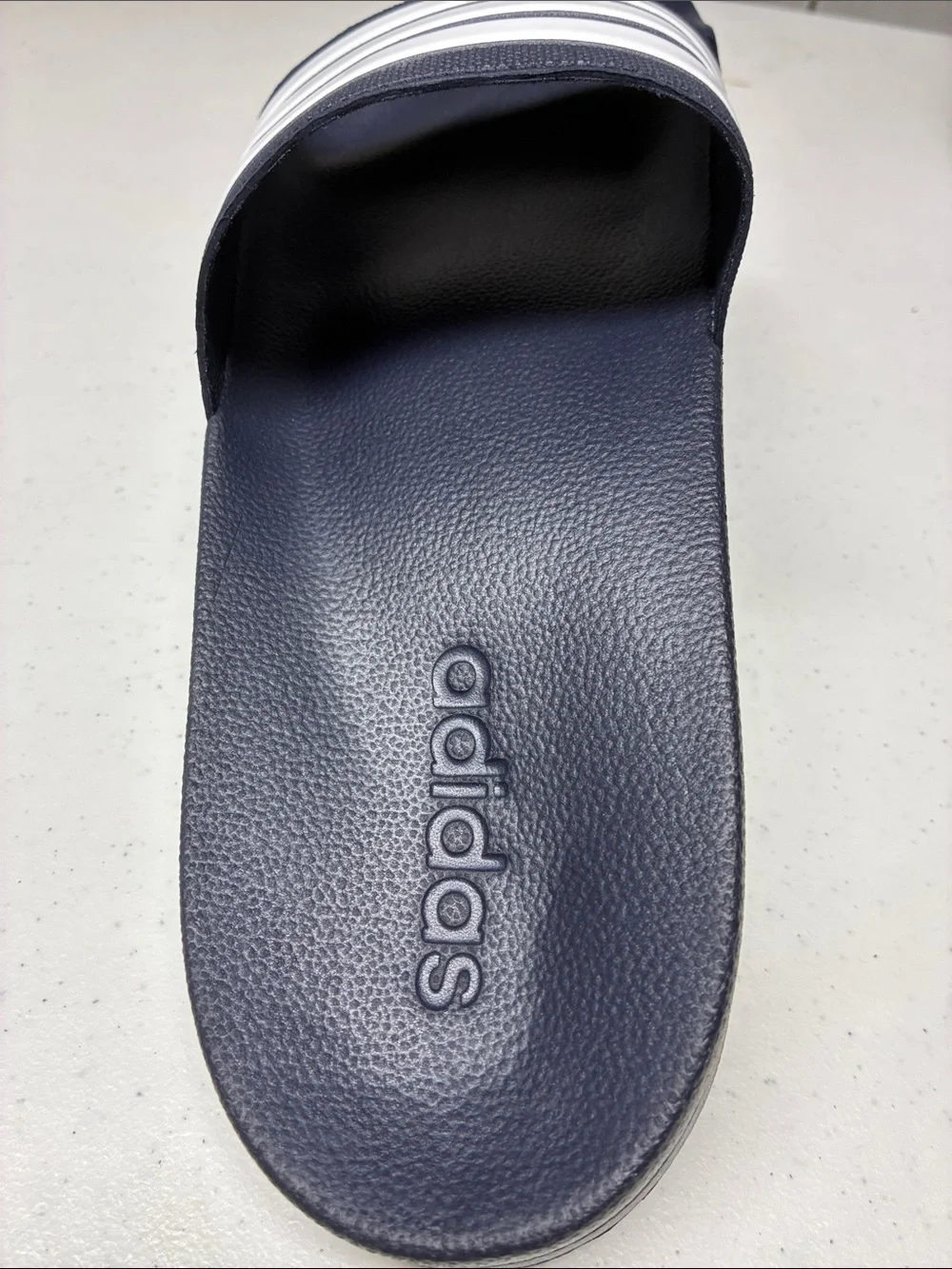 Adidas Cloudfoam Comfort Slide Sandals Navy White Stripes Size 11